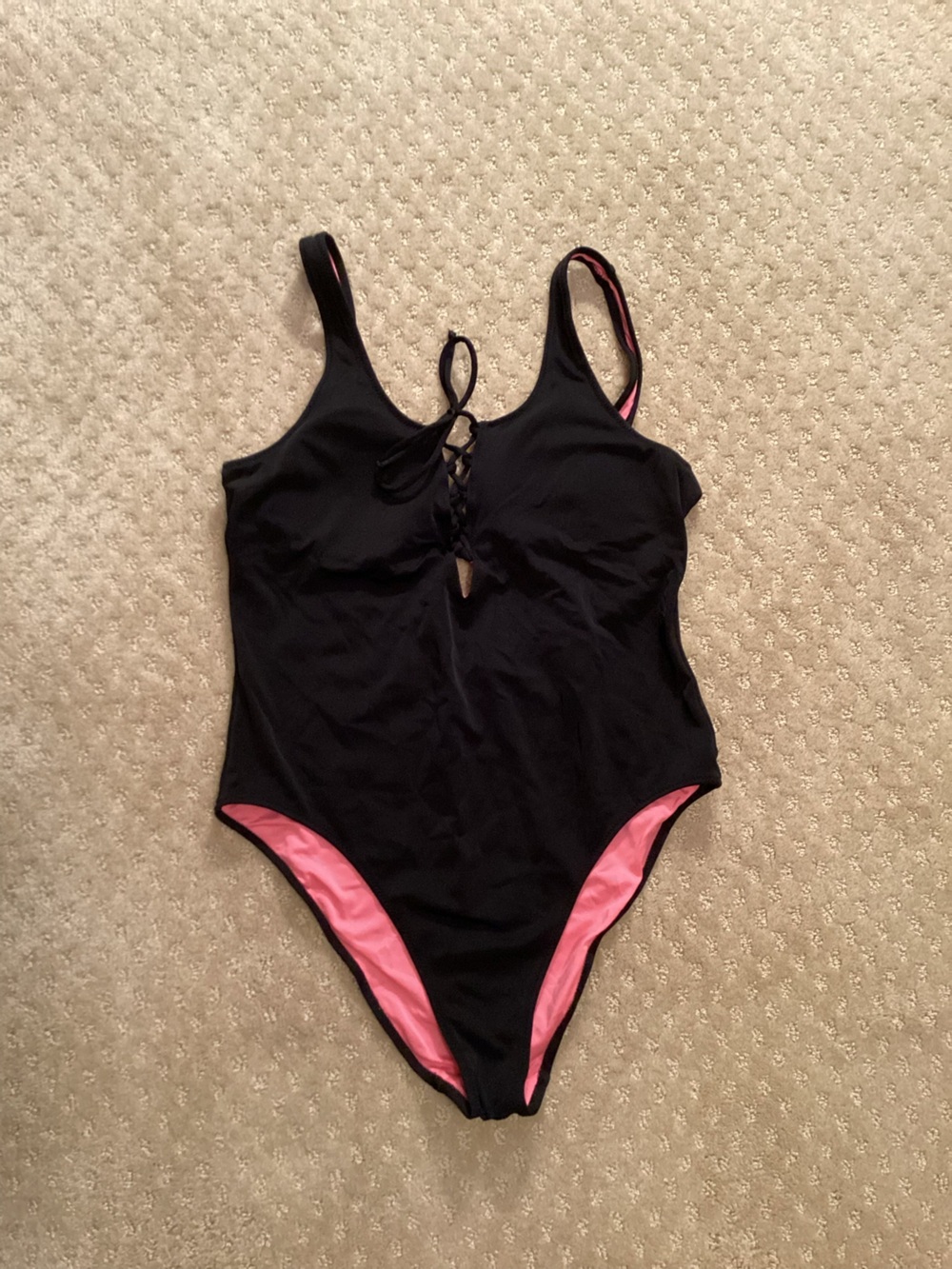 PINK Victoria's Secret Black Top with Pink Trim